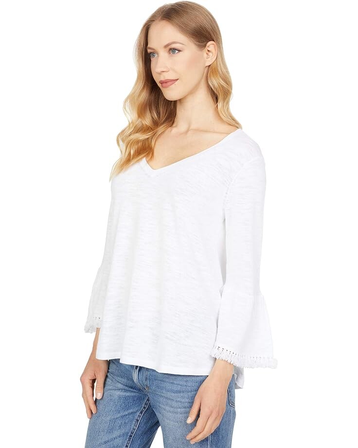 

Свитер Elliott Lauren Lightweight V-Neck Fringe Sweater, белый