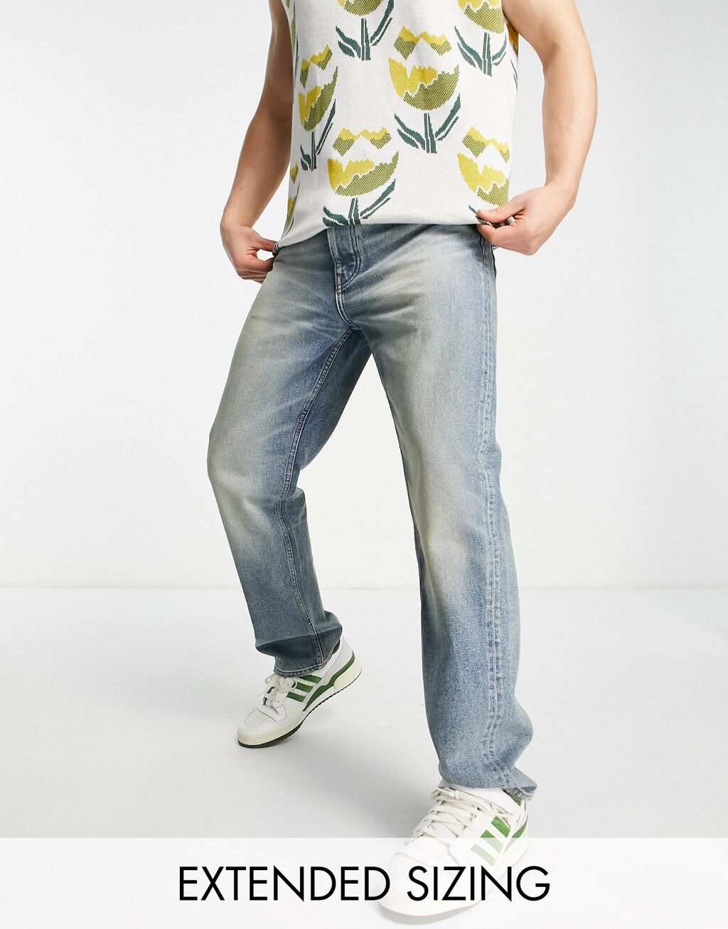 

Широкие прямые джинсы темного оттенка ASOS DESIGN