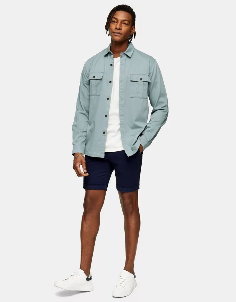 

Темно-синие шорты чинос узкого кроя Topman