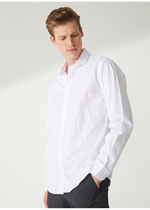 

Белая мужская рубашка Slim Fit с итальянским воротником Beymen Business