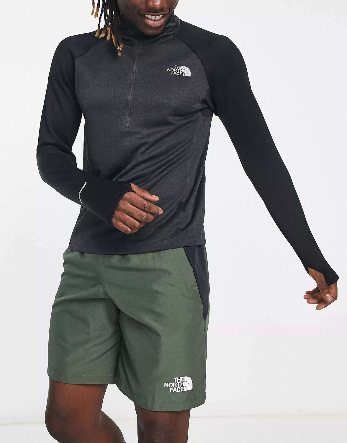

Топ с длинными рукавами и молнией 1/4 The North Face Running FlashDry серого и черного цвета
