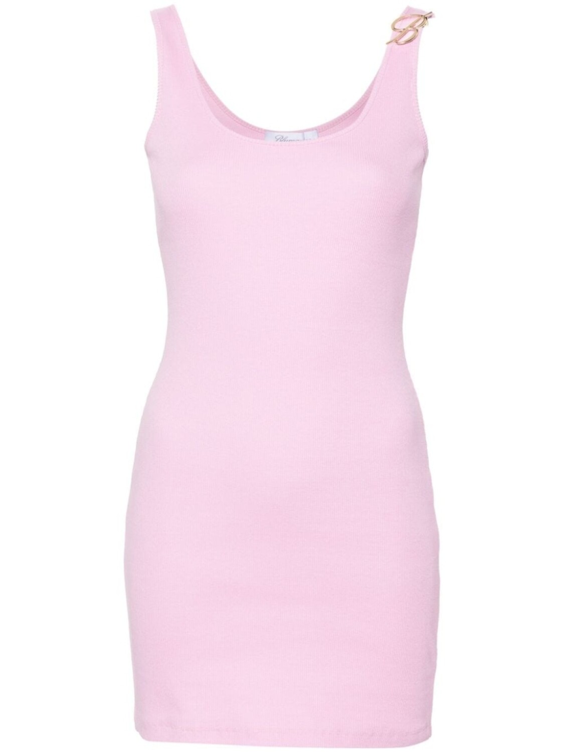 

Blumarine платье мини в рубчик с логотипом, розовый