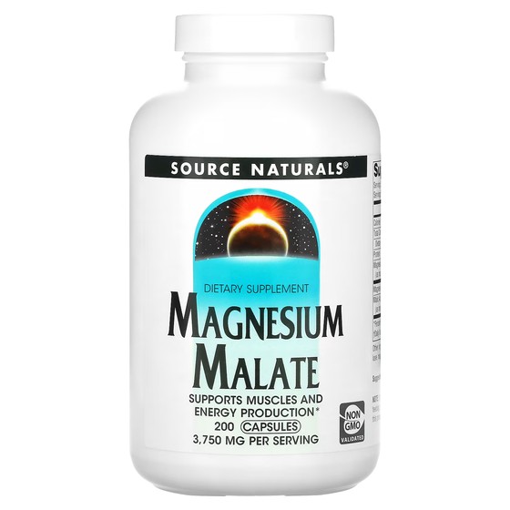Пищевая добавка Source Naturals Малат магния, 200 капсул source naturals малат магния 3750 мг 360 таблеток