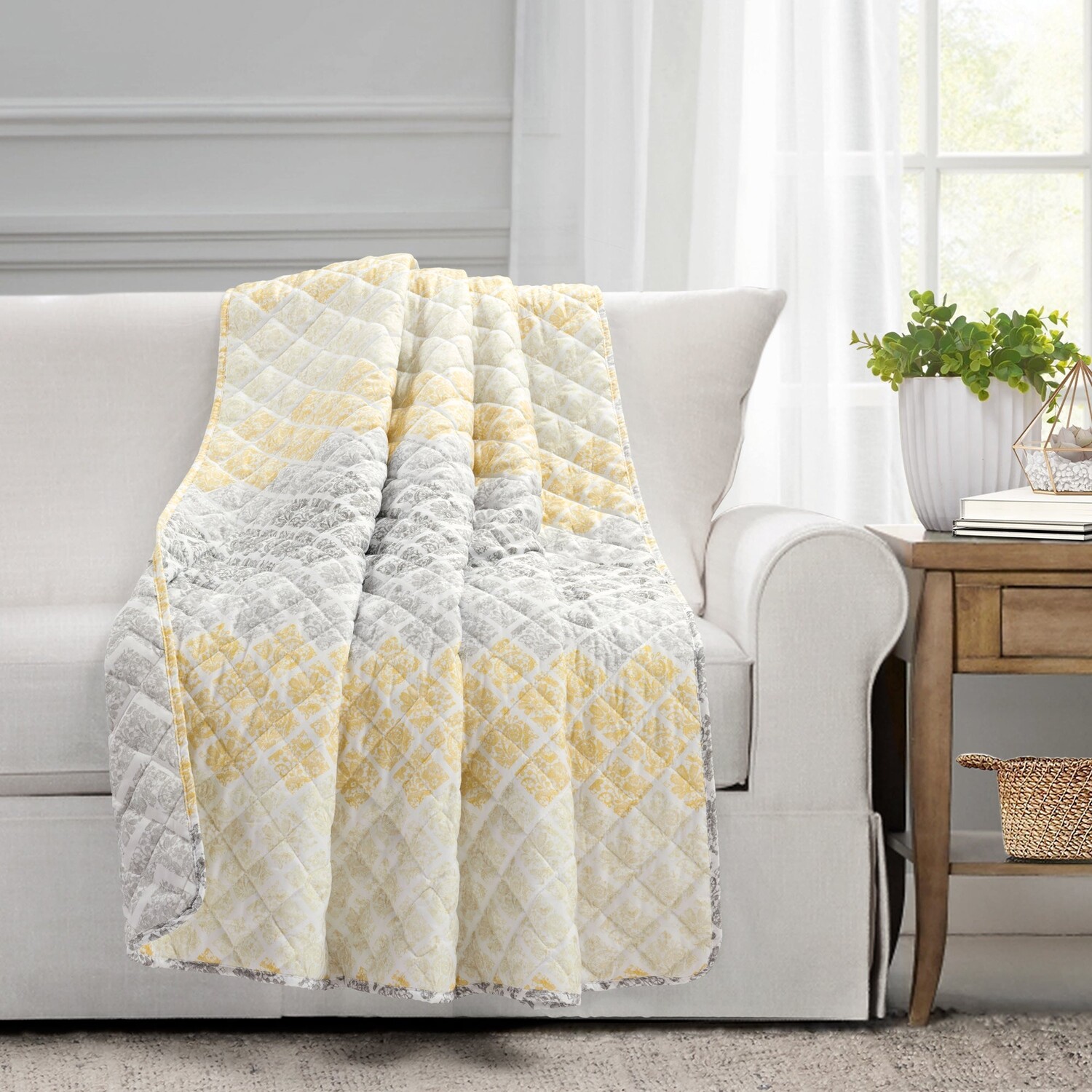 

Двусторонний плед Medallion Ombre Lush Decor, цвет Yellow_Gray