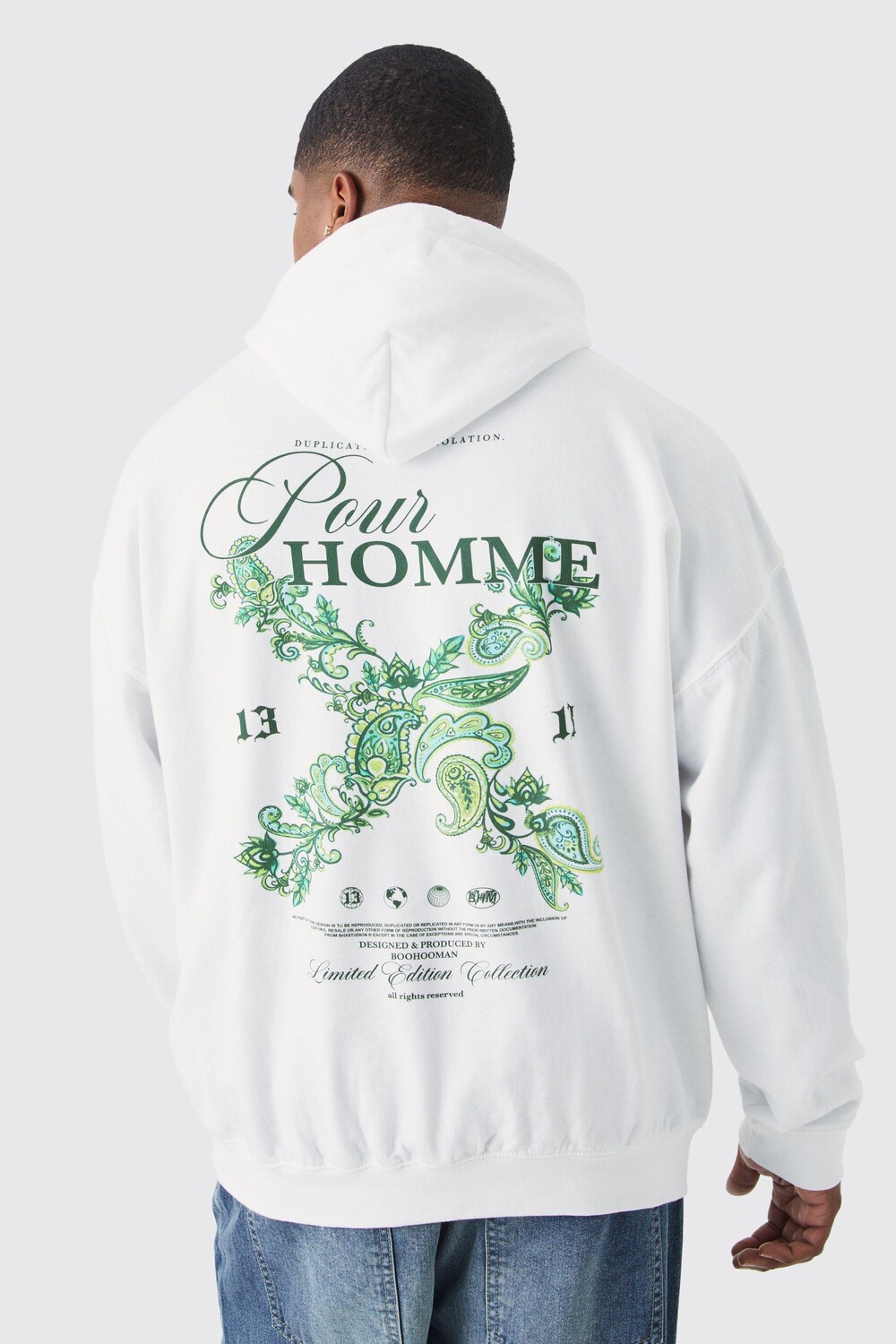 

Худи plus pour homme бандана Boohoo, белый