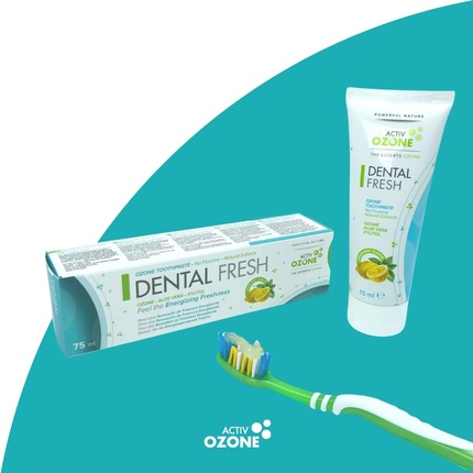 Зубная паста Ozone Dental Fresh с озонированными маслами оливы и подсолнечника, алоэ вера и маслом мяты, без флуоресценции, 75 мл, Activozone