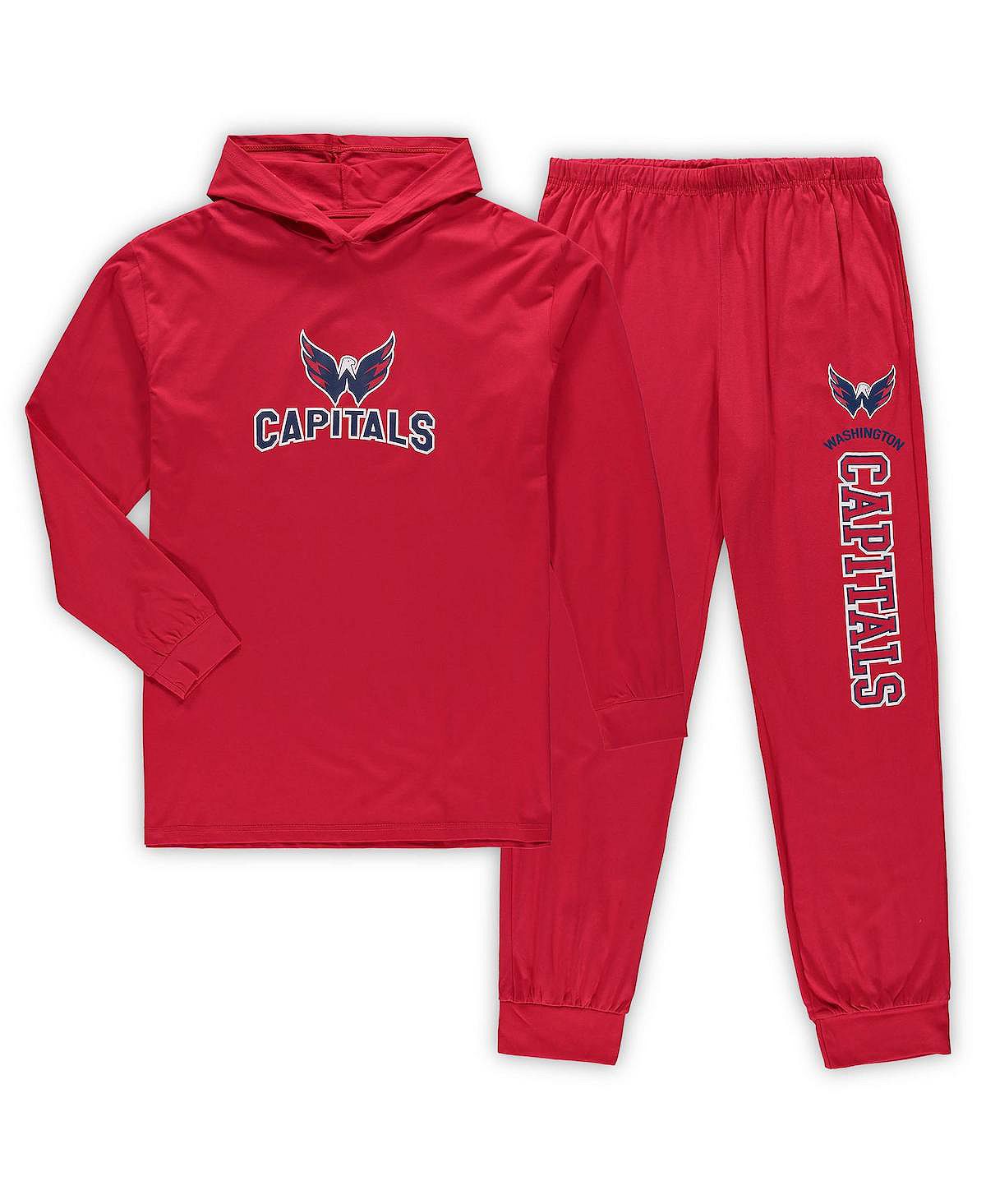 Мужской красный пуловер с капюшоном Washington Capitals Big and Tall и комплект для сна для джоггеров Concepts Sport