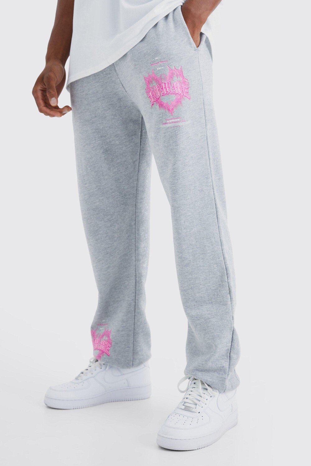 

Джоггеры с графикой homme heart Boohoo, серый