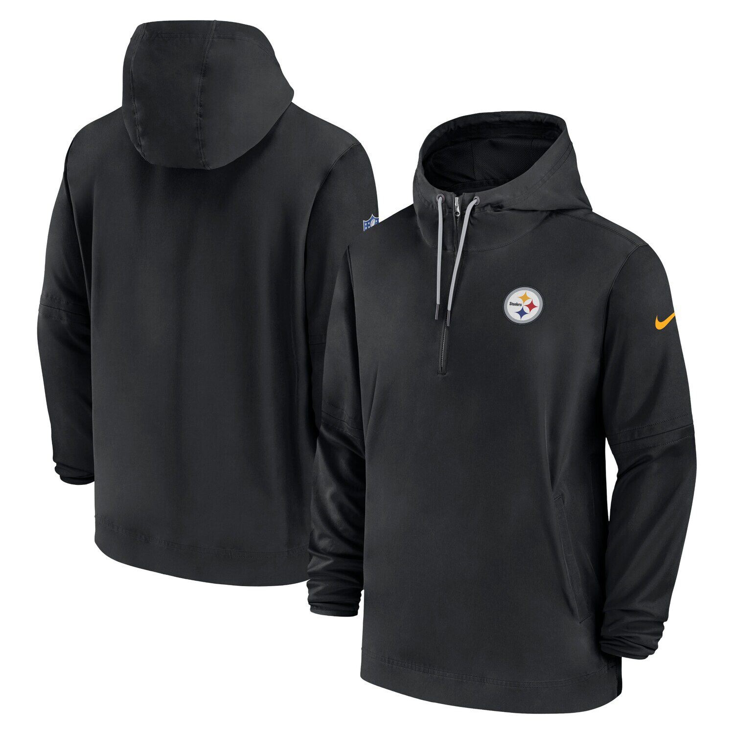 

Мужская черная толстовка с капюшоном на молнии Pittsburgh Steelers Sideline Nike, Черный