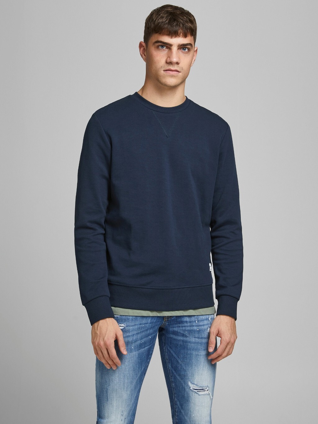 

Толстовка Jack & Jones Basic Sweater Langarm Rundhals Pullover JJEBASIC, синий