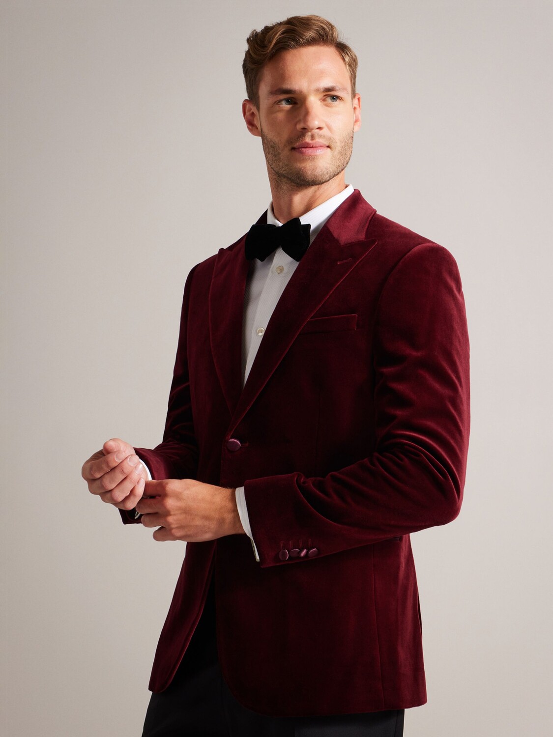 

Бархатный блейзер Edwardj из хлопка Ted Baker, красный бордовый