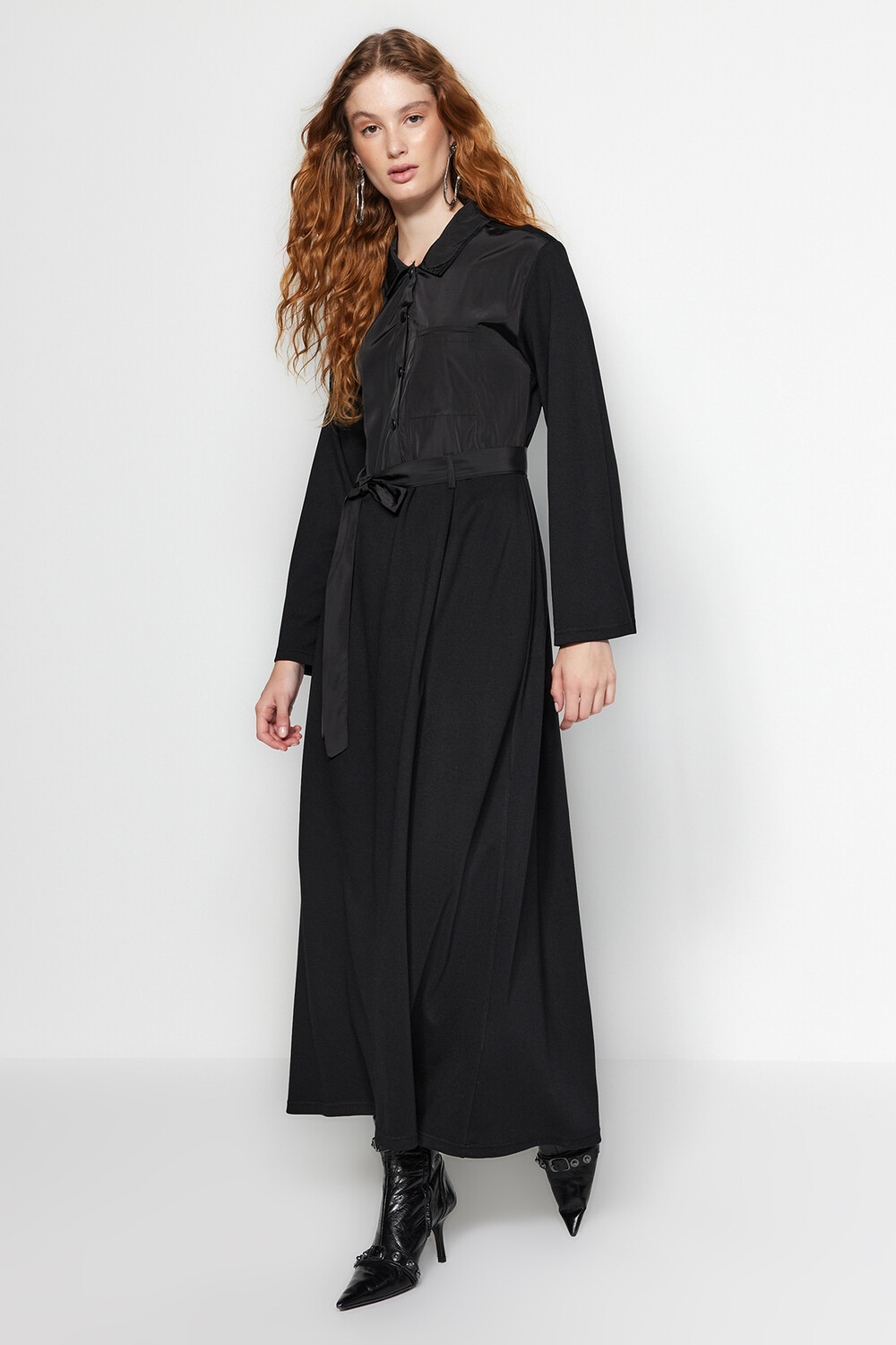 

Платье - Черное - А-силуэт Trendyol Modest, черный