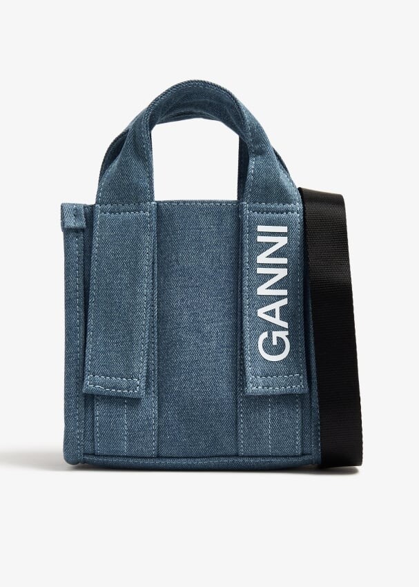 

Сумка-тоут Ganni Mini Tech, синий