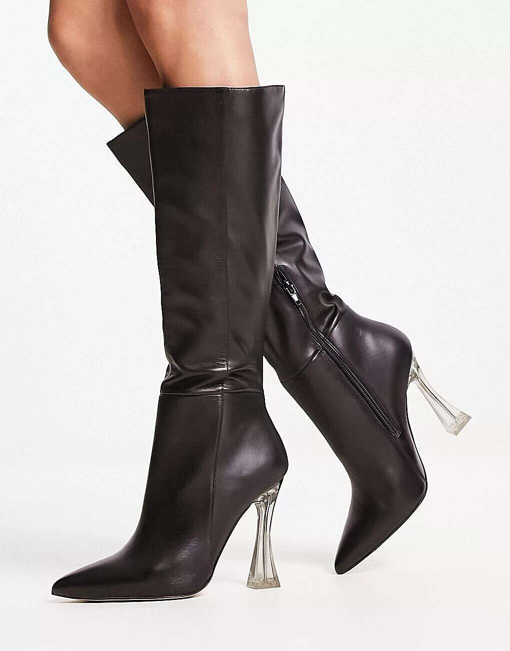 

Черные кожаные сапоги ALDO Vonteese, Черный