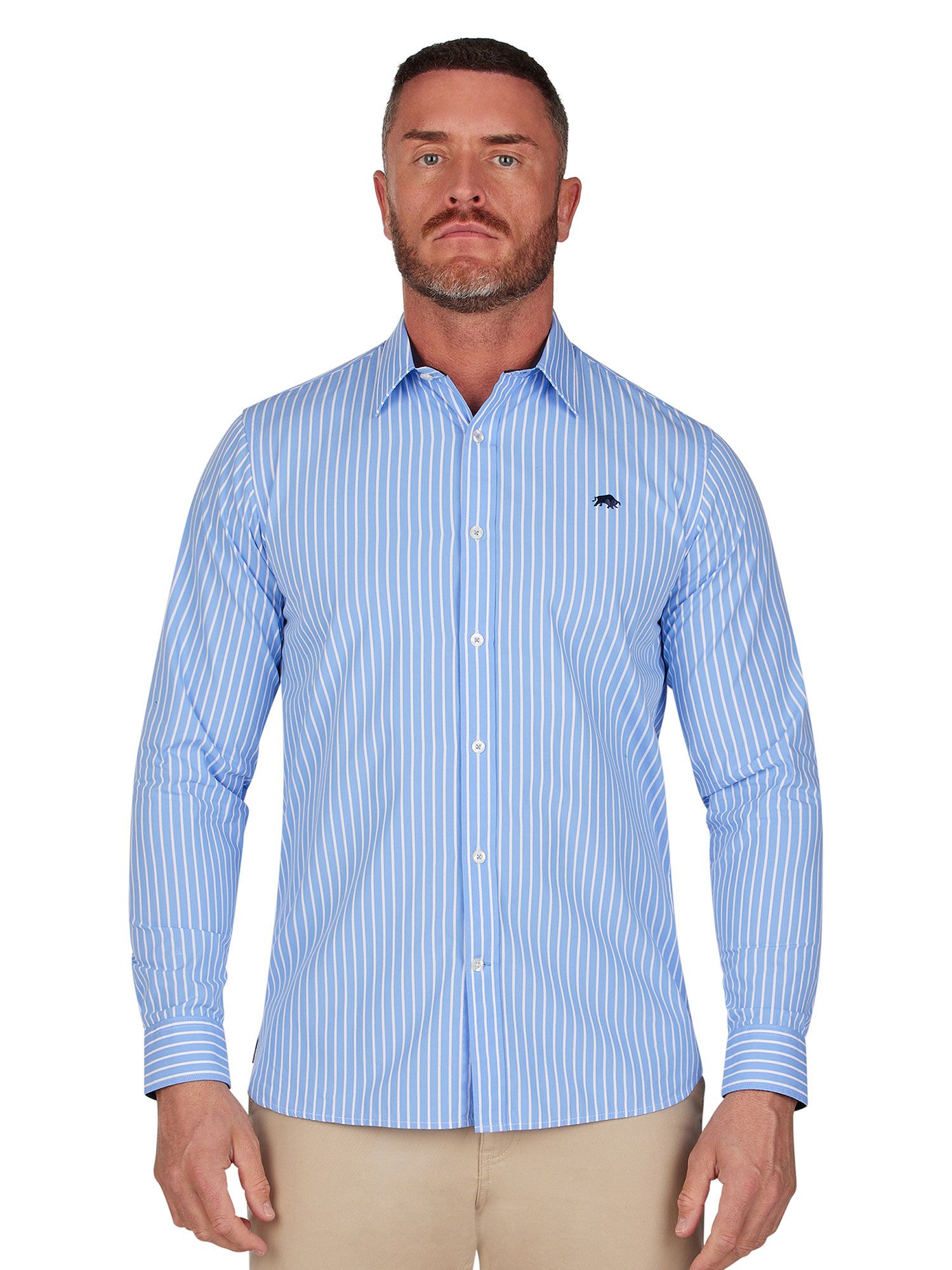 Классическая рубашка в полоску с длинным рукавом Raging Bull, синий/белый