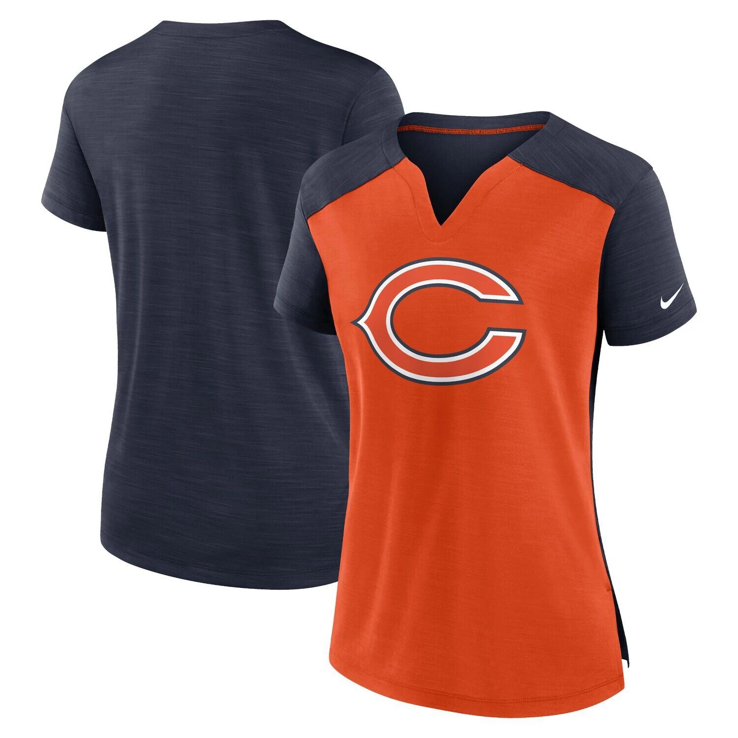 

Женская футболка Nike оранжево-темно-синего цвета с вырезом в горловине Chicago Bears Impact Exceed Performance Nike, Синий