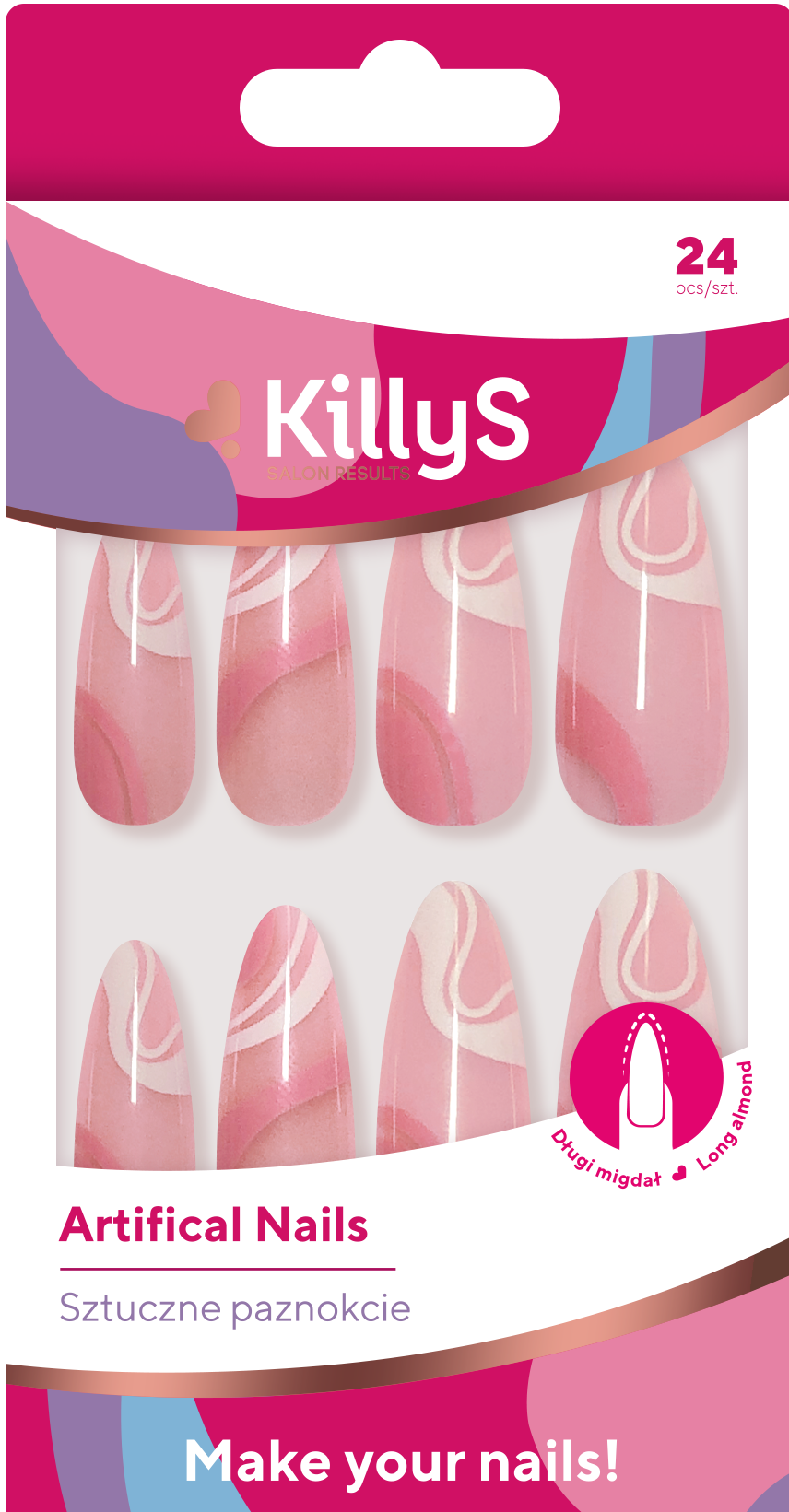 Искусственные ногти Killys Almond Pink, 24 шт/1 упаковка