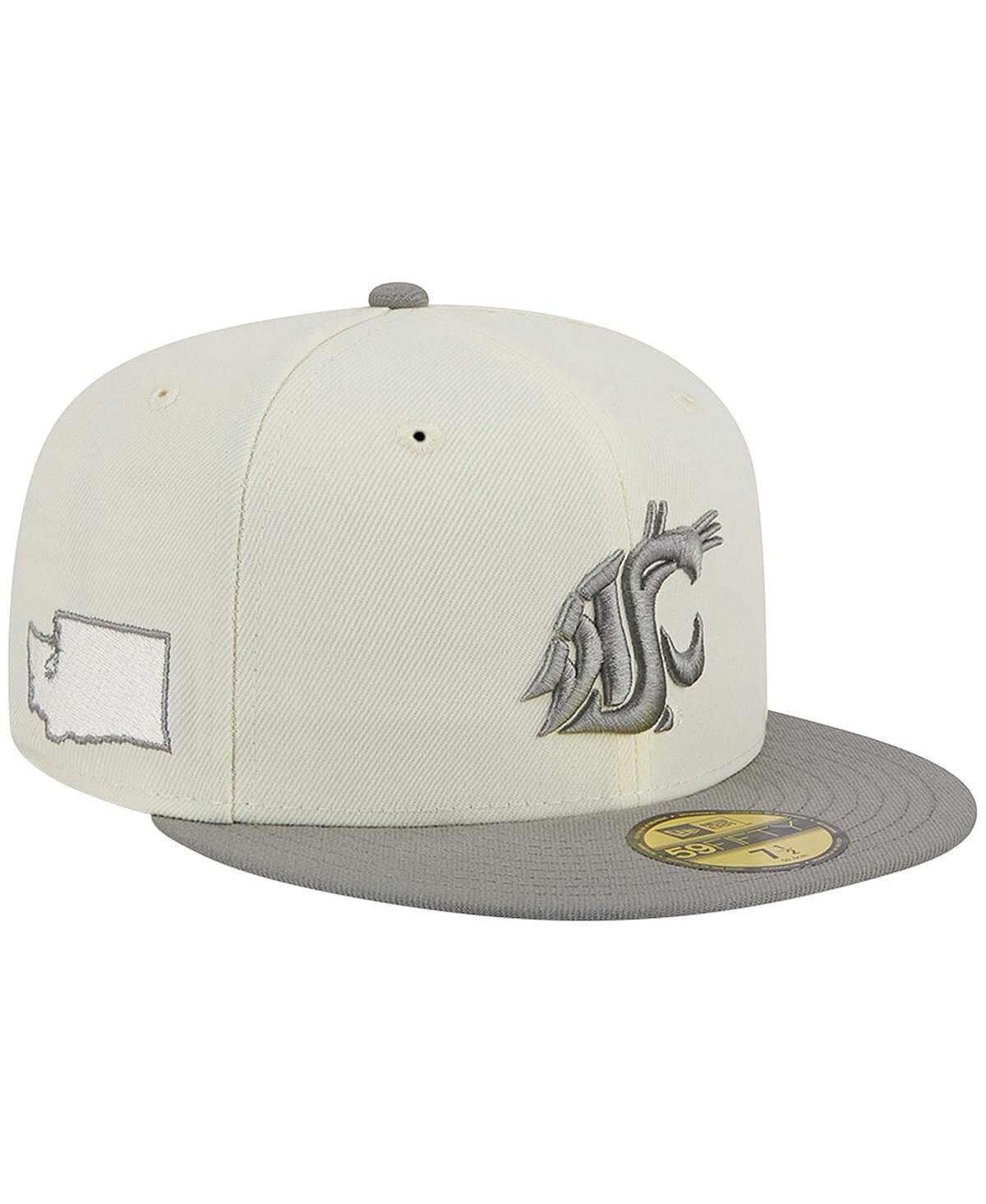 

Мужская облегающая шляпа 59FIFTY цвета камня и серого цвета Washington State Cougars Chrome и Concrete New Era