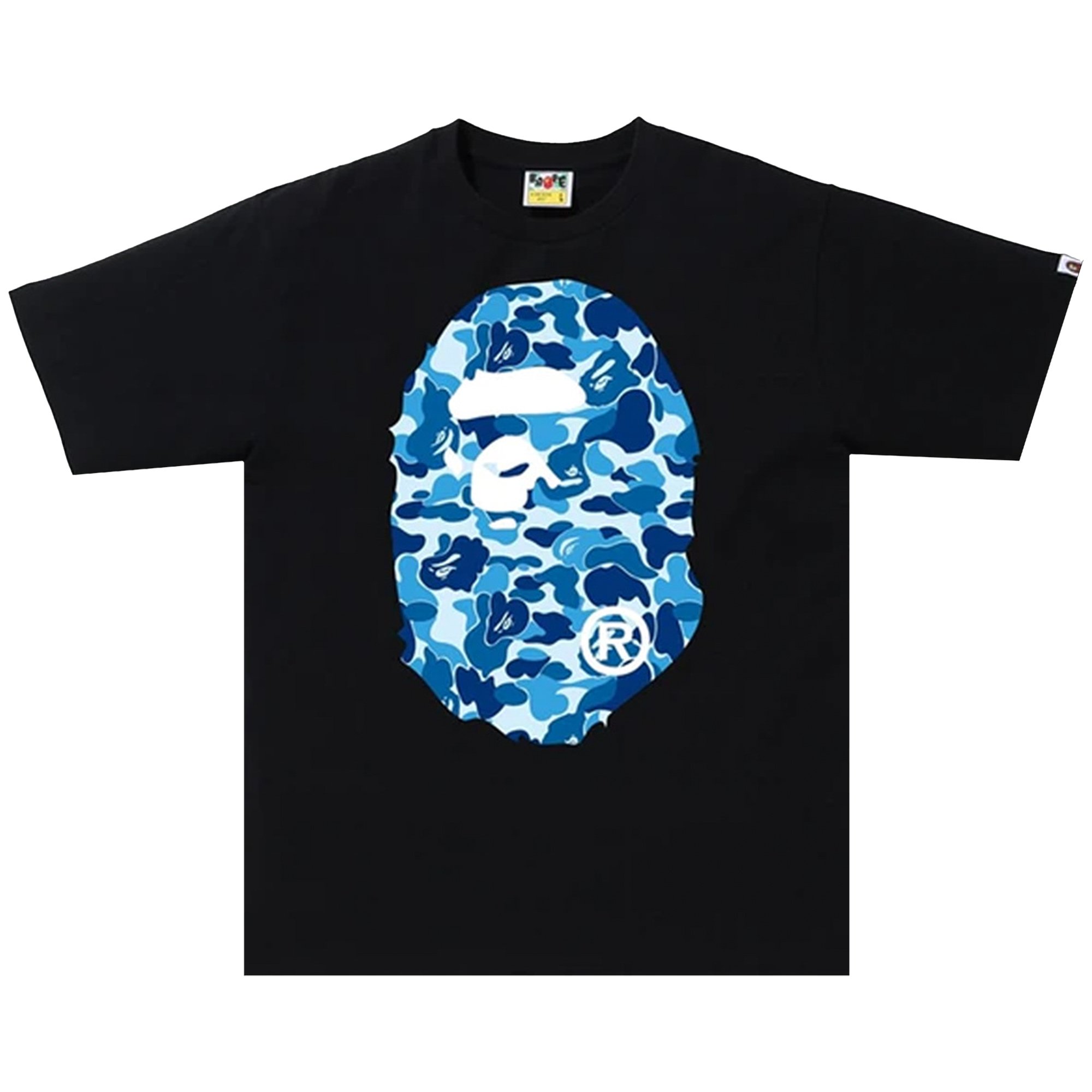 BAPE ABC Камуфляжная футболка с головой большой обезьяны, цвет черный/синий камуфляжная футболка bape abc черный синий