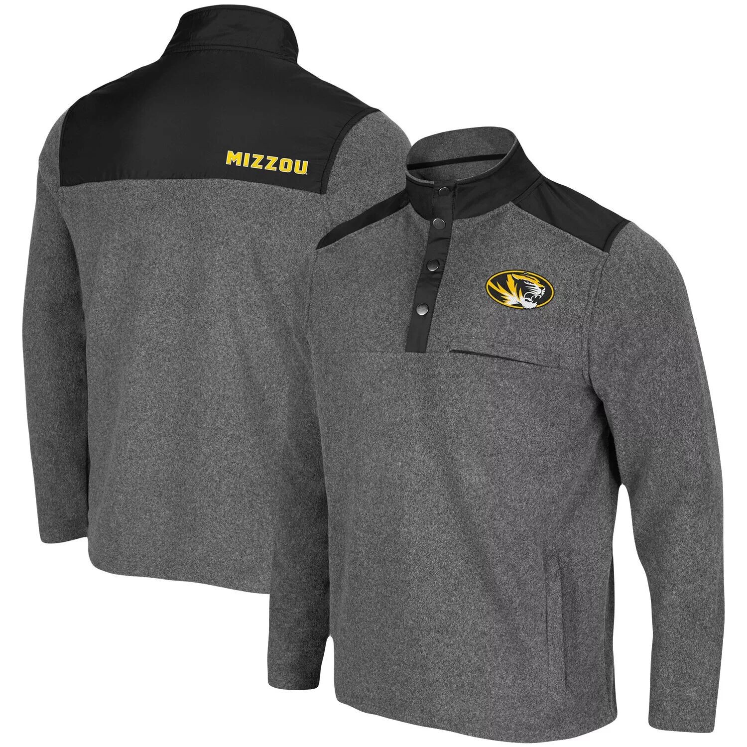 

Мужской темно-серый/черный пуловер Missouri Tigers Huff Snap Snap Colosseum