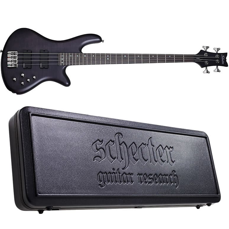 Басс гитара Schecter Stiletto Studio-4 STBLS See Thru Black Satin Electric Bass + Hardshell Case Studio 4