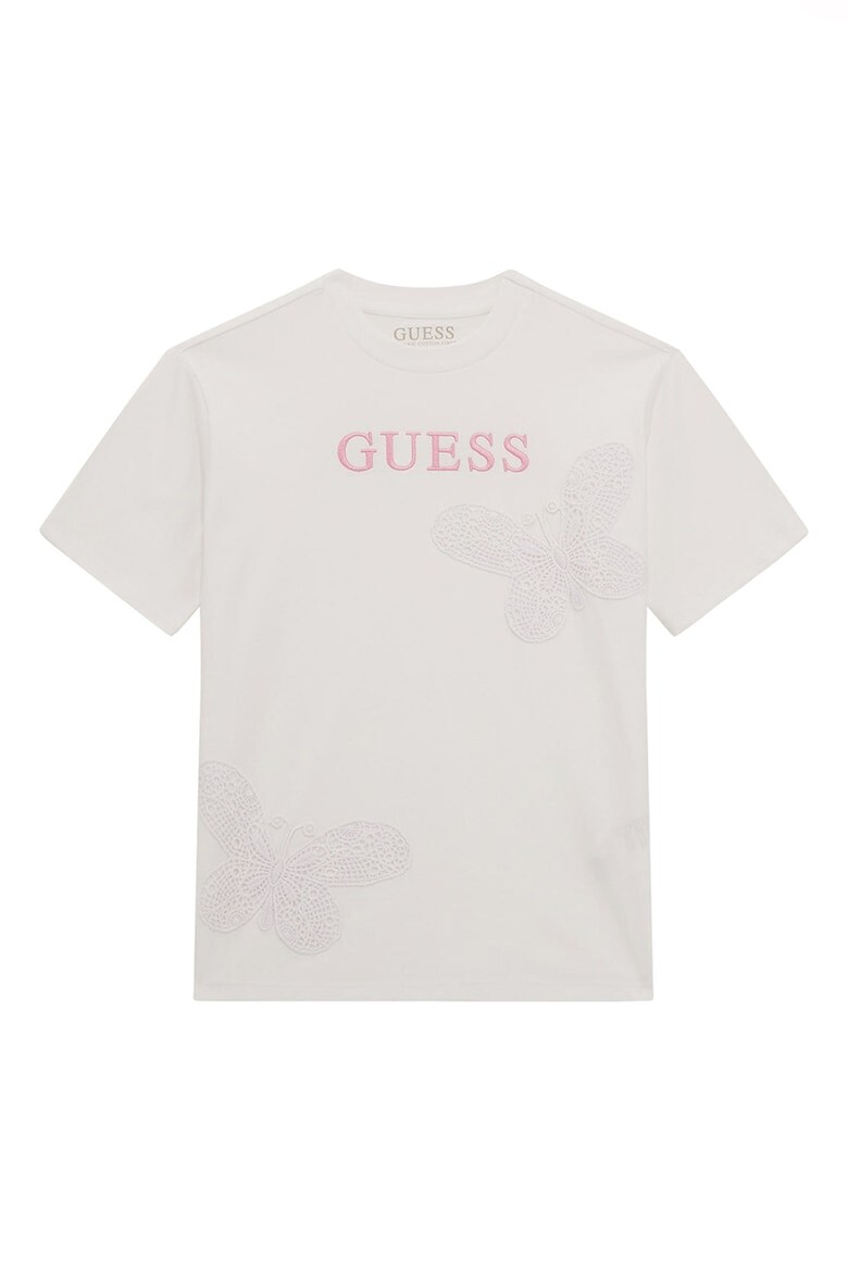 

Хлопковая футболка с вышивкой Guess, серый