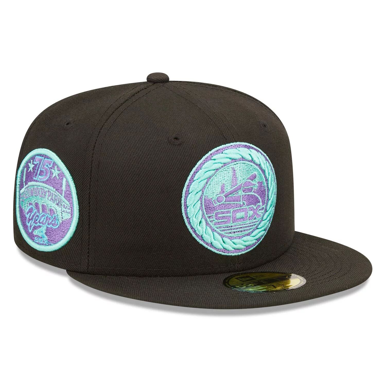 

Мужская облегающая шляпа New Era Black Chicago White Sox Comiskey Park 75th Anniversary Black Light 59FIFTY