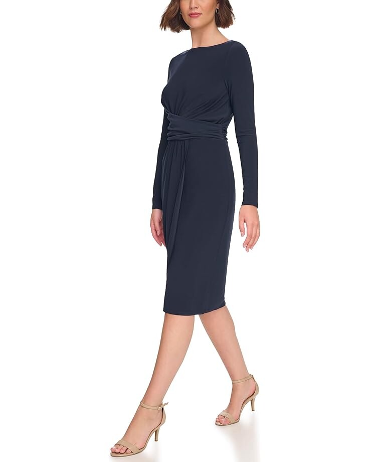 

Платье Tommy Hilfiger Boatneck Jersey Ruched Waist, цвет Sky Captain
