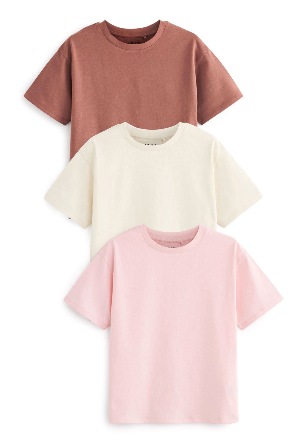 Базовая футболка 3 Пакета Next, цвет pink ecru brown
