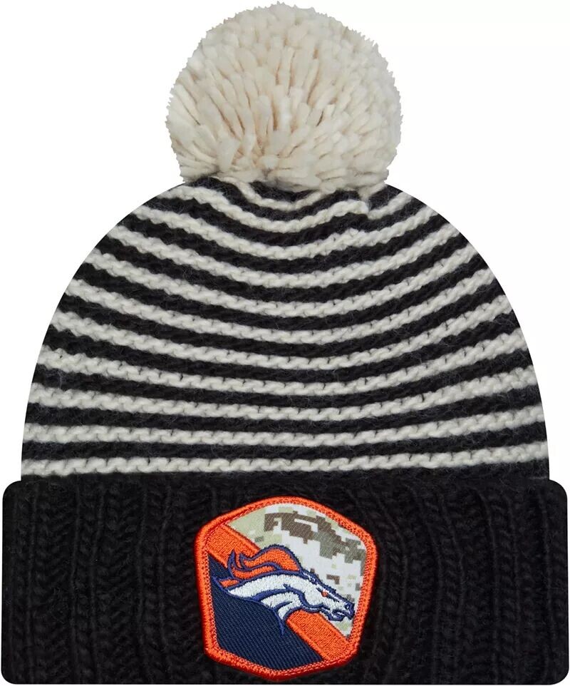 

Женская черная вязаная шапка New Era Denver Broncos 2023 Salute to Service