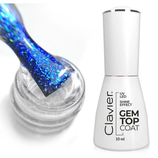 Гибридное верхнее покрытие G02 Sapphire, 10 мл Clavier, Luxury Gem Top Coat