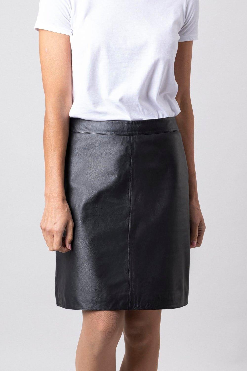 Кожаная юбка-трапеция Lakeland Leather, черный юбка с защипами и молнией сзади
