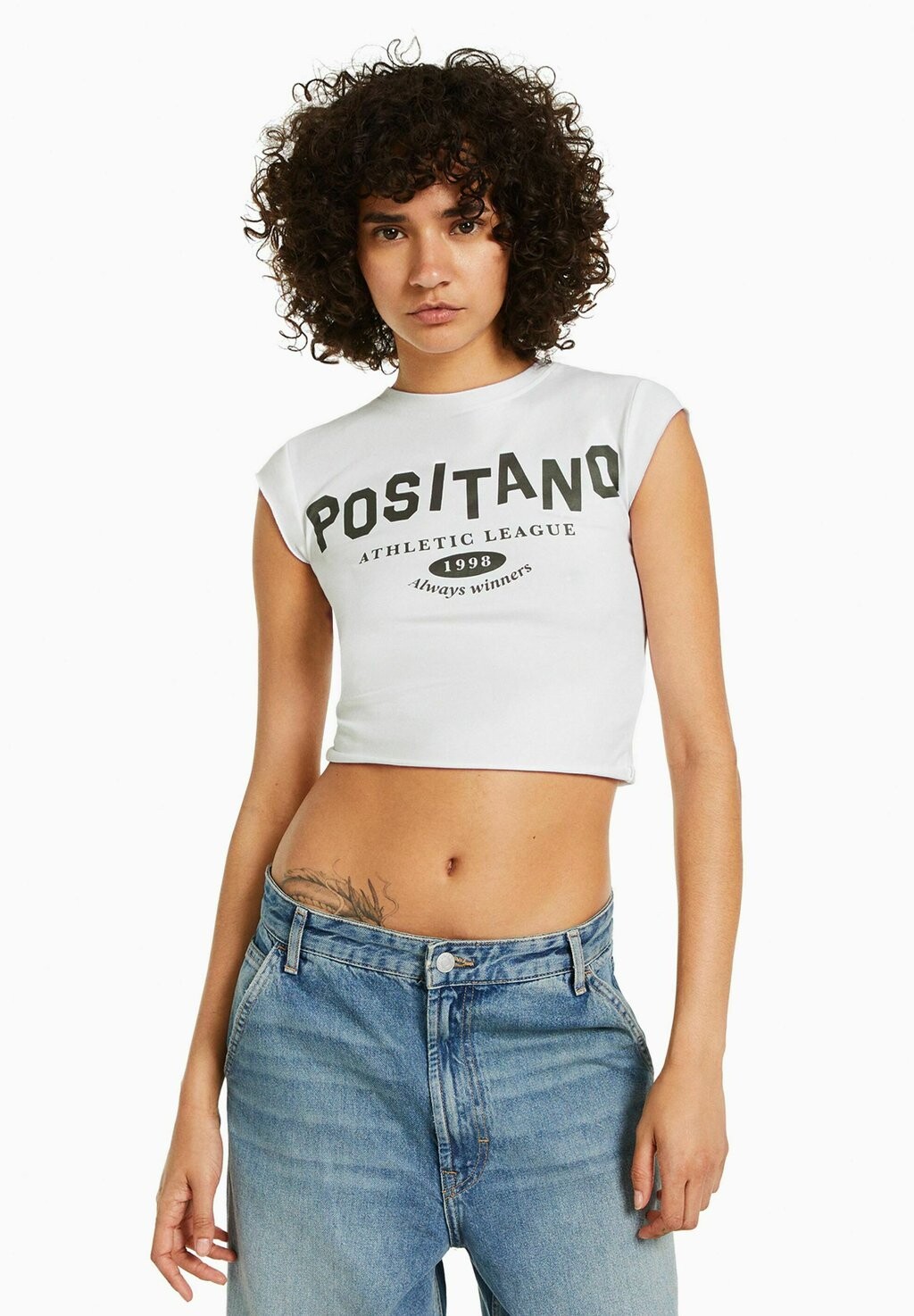 

Футболка с принтом Bershka, белый
