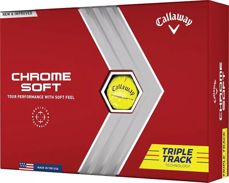

Мячи для гольфа Callaway 2022 Chrome Soft с тройной дорожкой, желтый