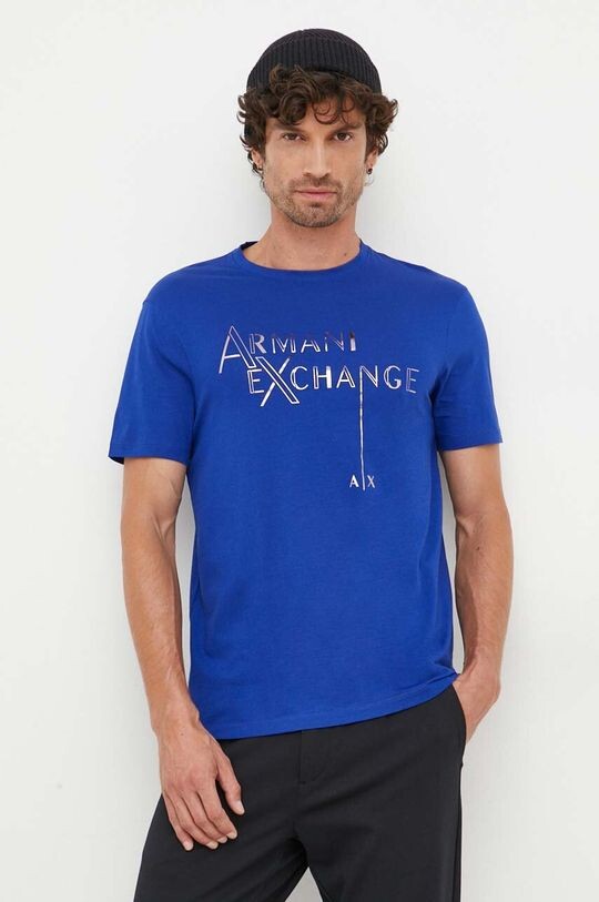 

Хлопковая футболка Armani Exchange, синий