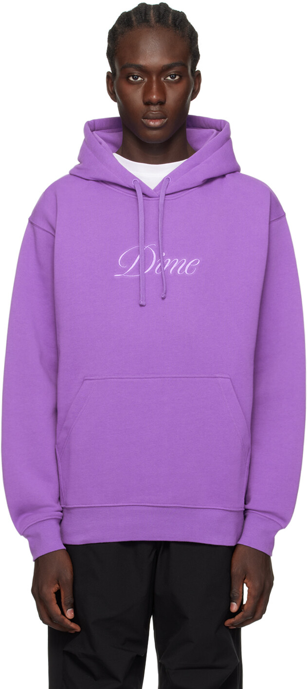 

Фиолетовый худи с курсивом Dime
