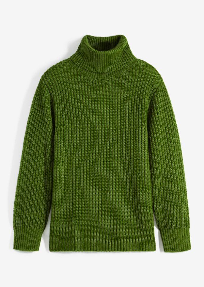 Вязаный свитер с высоким воротником Rainbow, зеленый