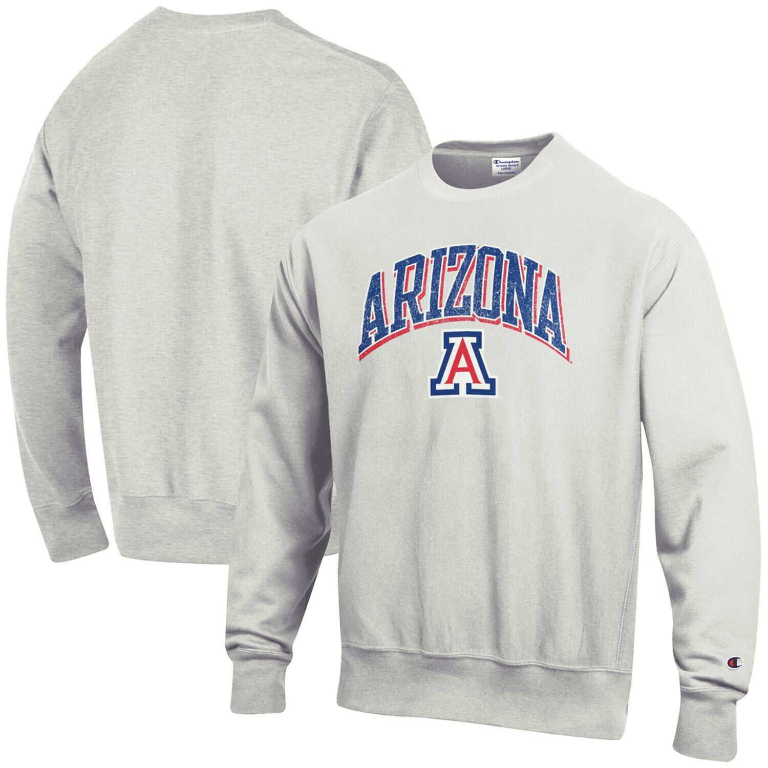 

Мужской пуловер обратного плетения Champion Grey Arizona Wildcats Arch Over Logo с капюшоном