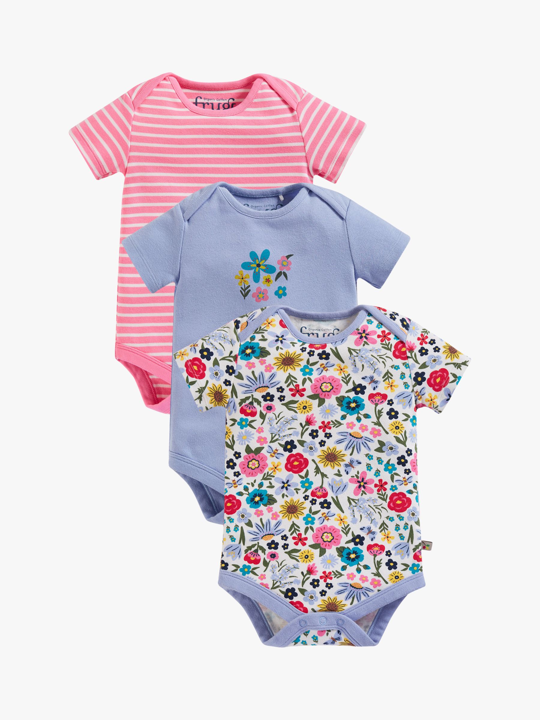 

Боди Frugi Baby из органического хлопка с цветочным принтом и полосками, 3 шт., разноцветный