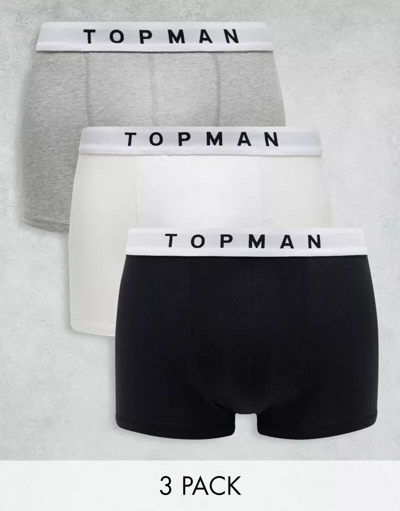 

Комплект из трех трусов Topman черного, белого и вересково-серого цветов с белым поясом