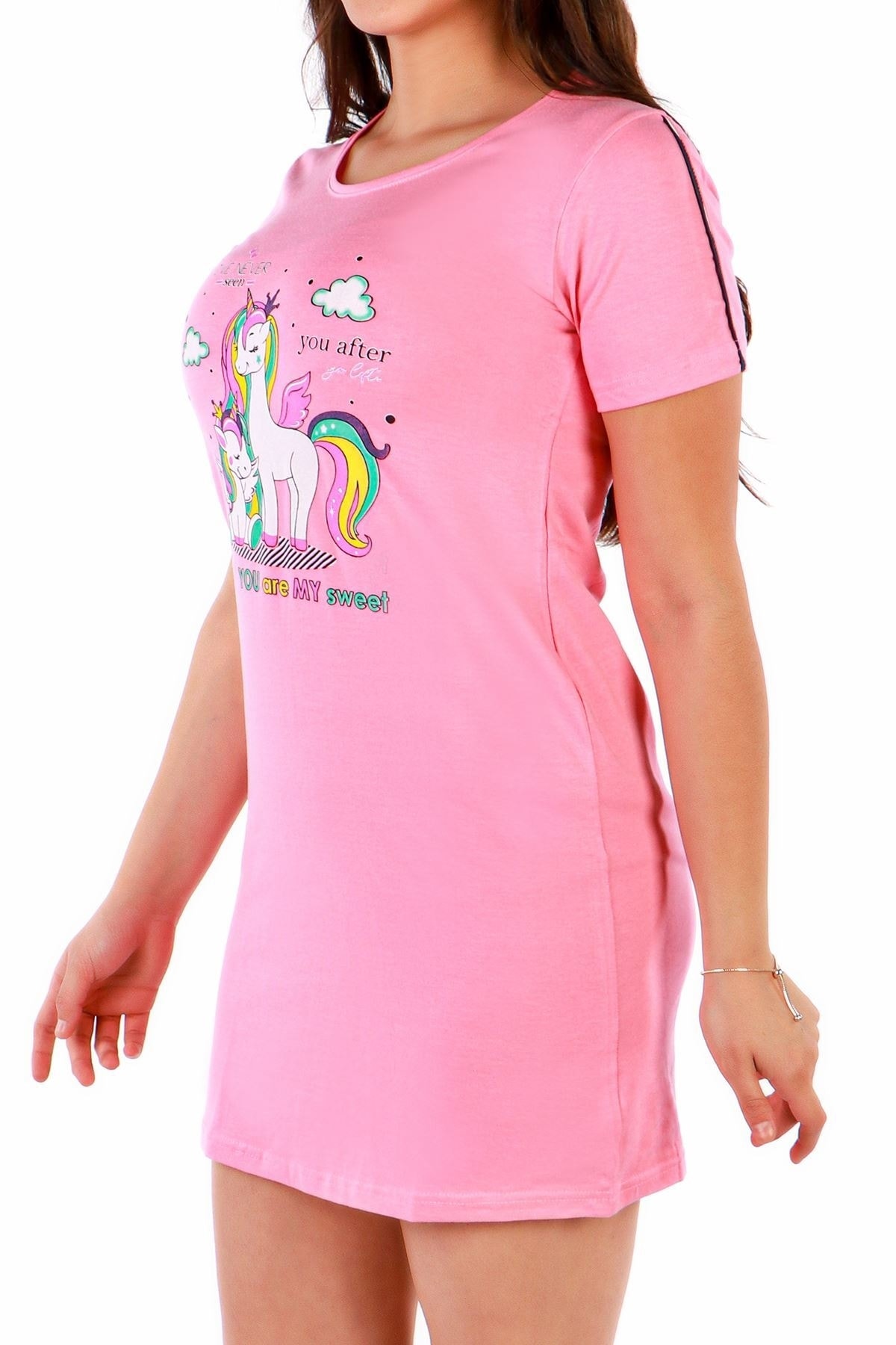 Женская туника, ночная рубашка с воротником и коротким рукавом, вискоза, розовая Nicoletta, розовый ночная рубашка marie с коротким рукавом disney розовый