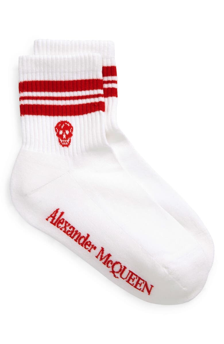

Полосатые носки с черепами ALEXANDER MCQUEEN, белый/ красный
