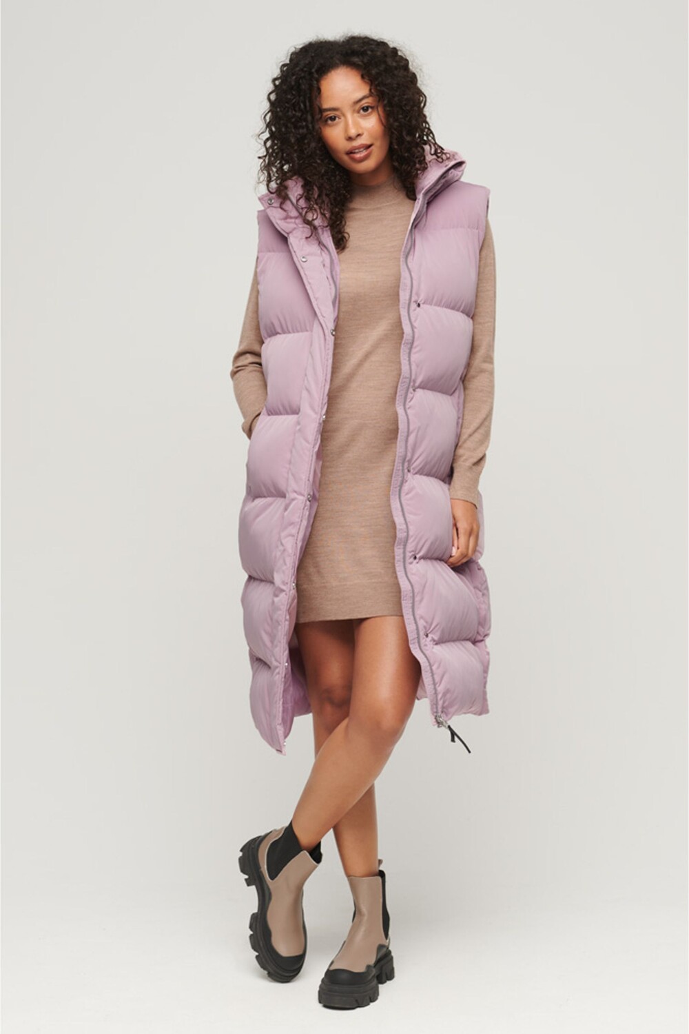 

Длинный крой с капюшоном Superdry, розовый