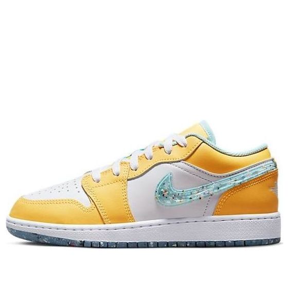 Кроссовки (GS) Air Jordan 1 Low 'Recycled Grind', цвет citron pulse/white/action green/glacier ice