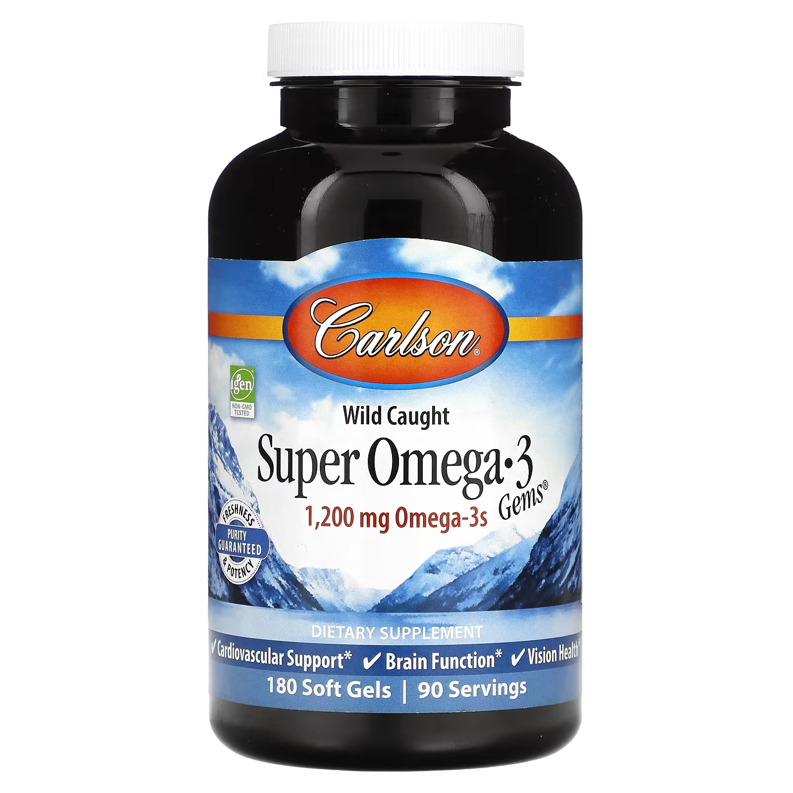 Wild Caught Super Omega-3 Gems 1200 мг 180 мягких таблеток (600 мг на мягкую гель) Carlson