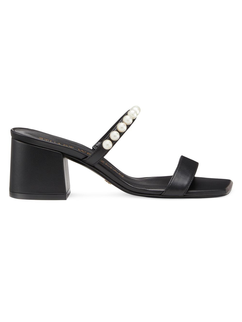 

Кожаные сандалии Goldie 60MM с искусственным жемчугом Stuart Weitzman, черный