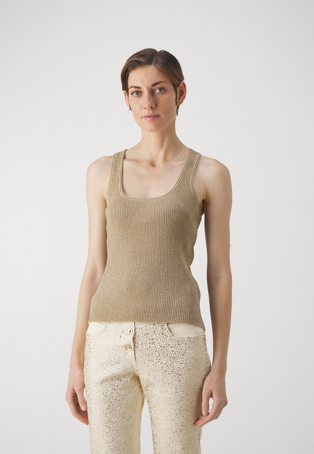 

Топ Maglia Patrizia Pepe, цвет gold/desert beige
