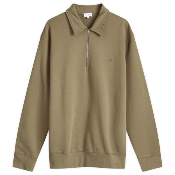 

Толстовка Ketel с тональным логотипом и застежкой-молнией на половину длины Norse Projects, зеленый