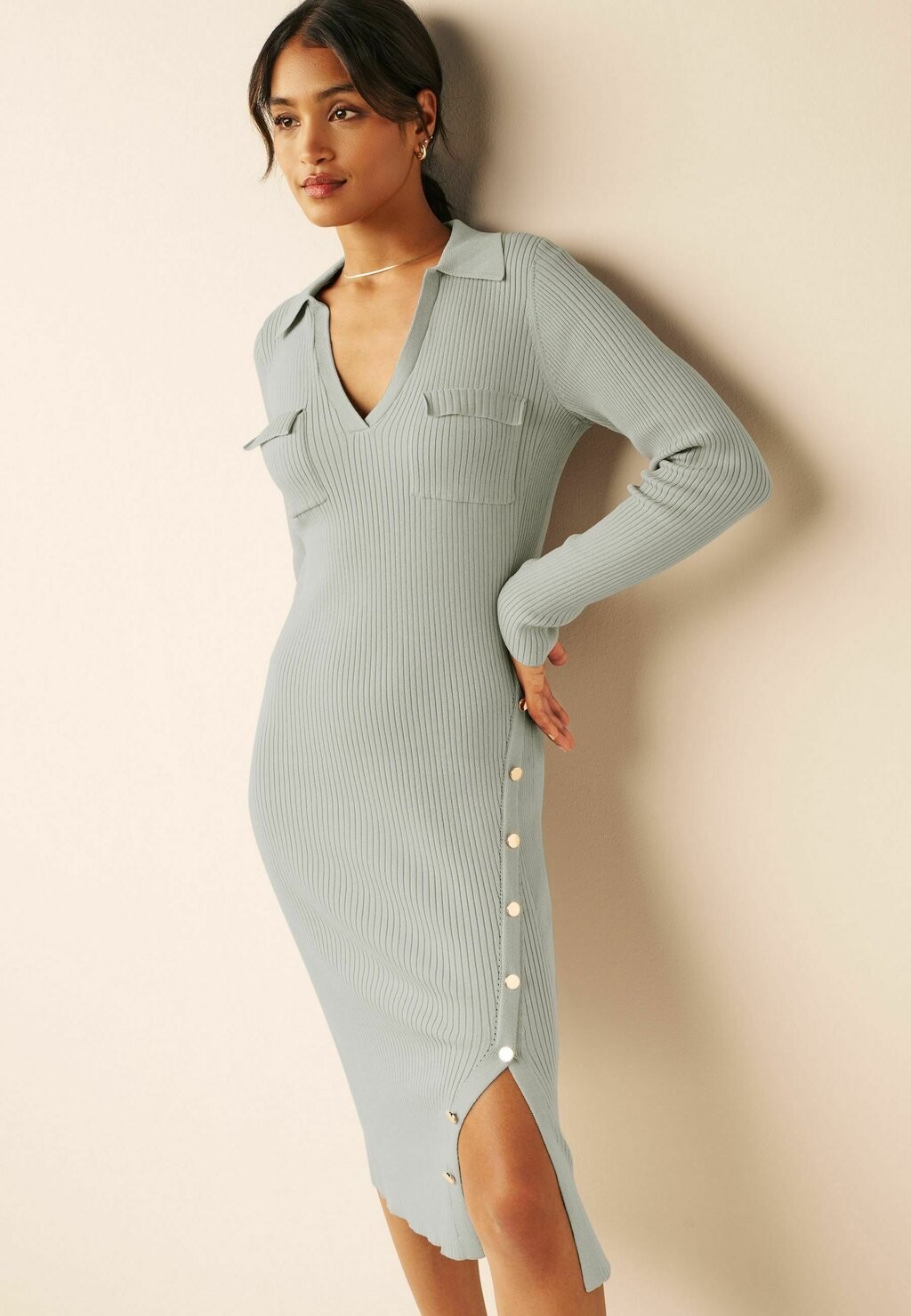 

Трикотажное платье Button Detailutility Next, цвет grey