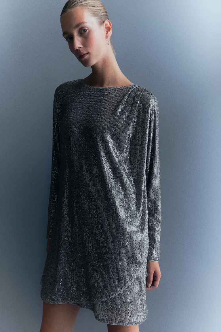 

Платье для кормящих мам с пайетками H&M, серебряный